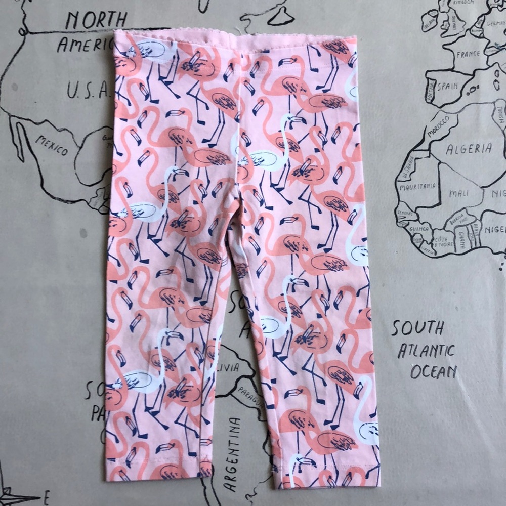 Tea collection cropped flamingo print leggings size 3